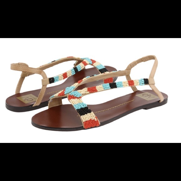Dolce Vita Black, Red and White Beaded Sandals