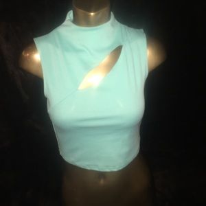 TIFFANY BLUE GUESS CROP TOP