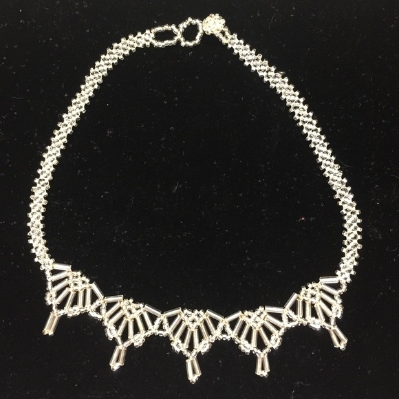 Glass seed bead choker necklace.