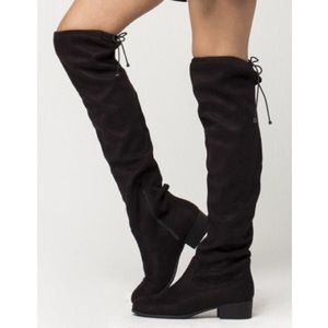 Over the knee black suede boots