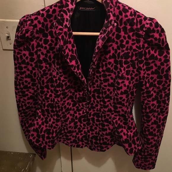 pink leopard blazer