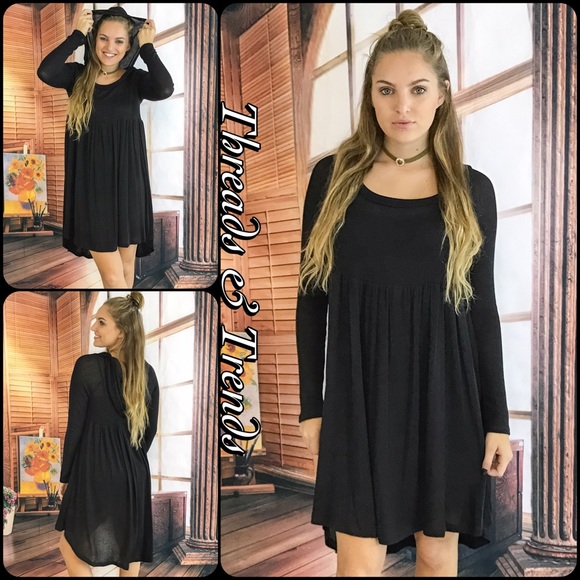 Threads & Trends Dresses & Skirts - Black High-Low Hooded Long Sleeve Dress