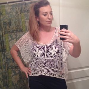 Mesh top with flower