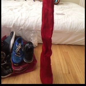Thigh high red boots!