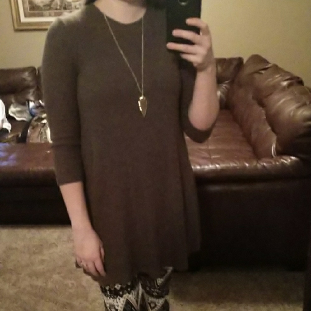 Mocha Hacci Ribbed Tunic/Dress