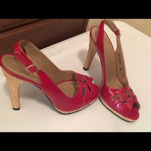 Stuart Weitzman Red Slingback Platform heels