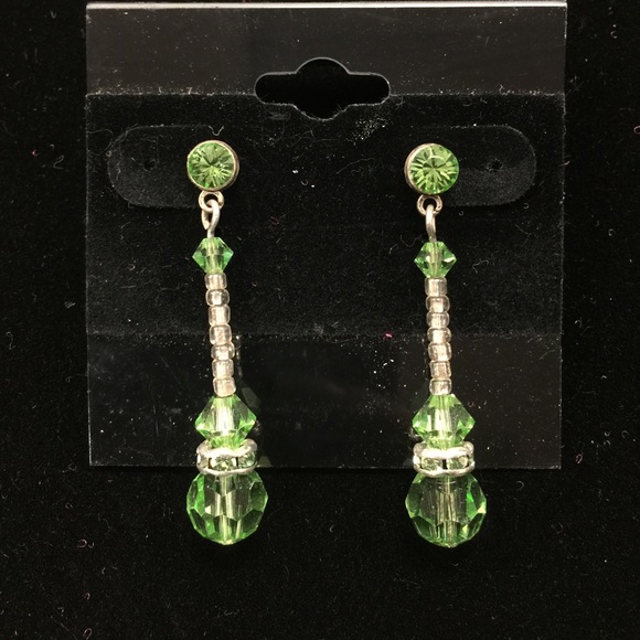 Swarovski Crystal green peridot dangle earrings