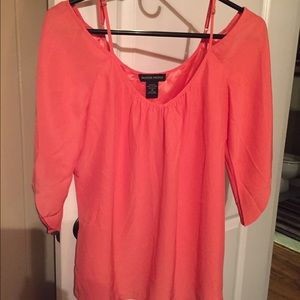 Boston Proper Silky Orange Off Shoulder Blouse