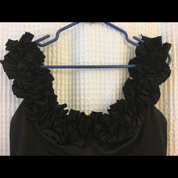 Maggy London Black Dress w/ Ruffle Neckline, 10