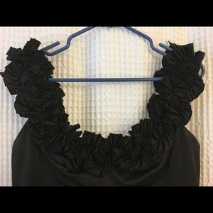 Maggy London Black Dress w/ Ruffle Neckline, 10