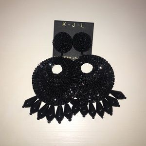 Kenneth Jay Lane Black Beaded Earrings