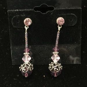 Swarovski Crystal amethyst bead dangle earrings
