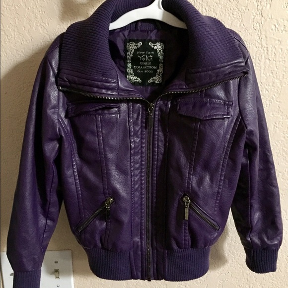 Girls Purple Leather Jacket