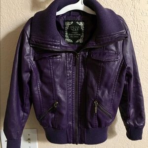 Girls Purple Leather Jacket