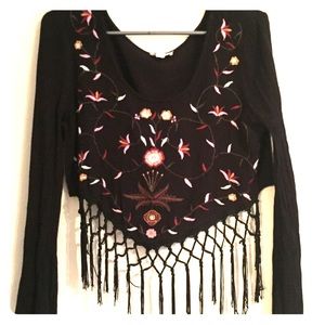 Floral Long Sleeve Crop Top