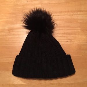 Black Fur Pom Beanie FINAL PRICE