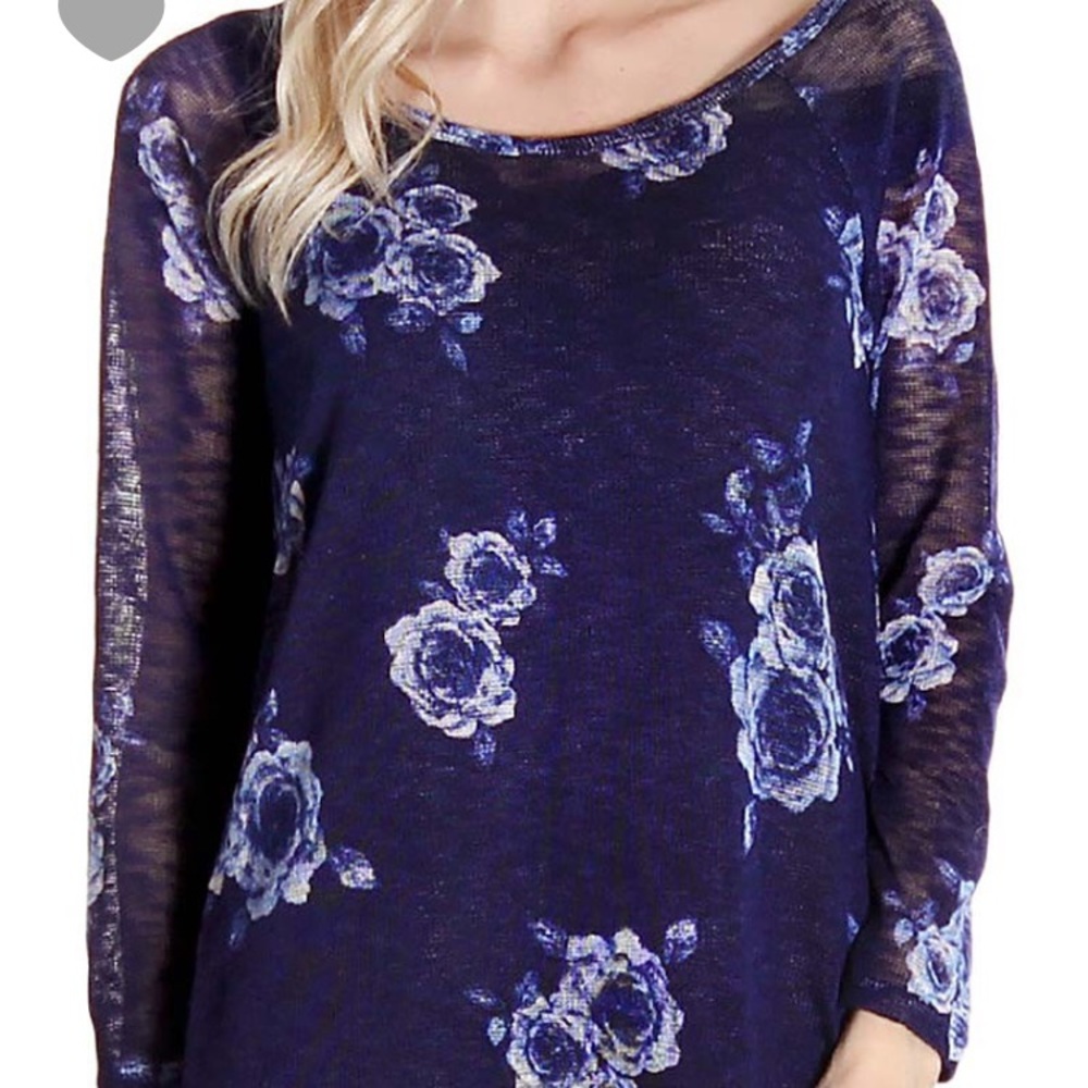 Navy Floral Top