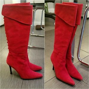 ⚡Stuart Weitzman Long Red Suede Boots
