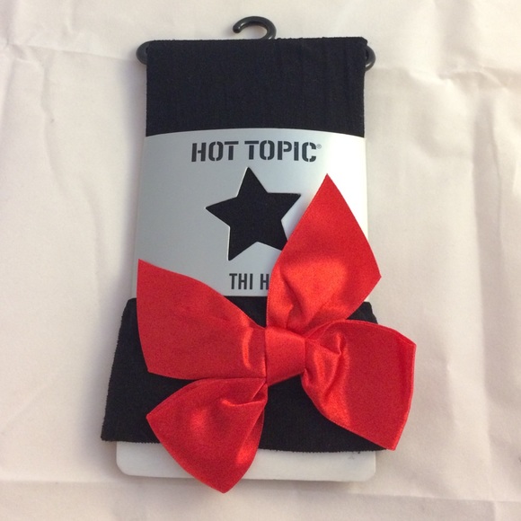 Hot Topic Black Thigh-High Stockings with Bow