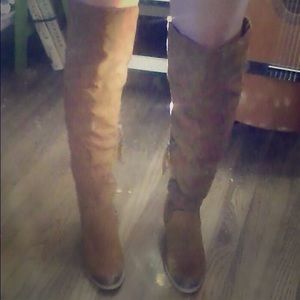Butterscotch over the knee boots
