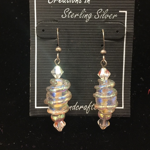 Dichroic Glass Swarovski sterling silver earrings