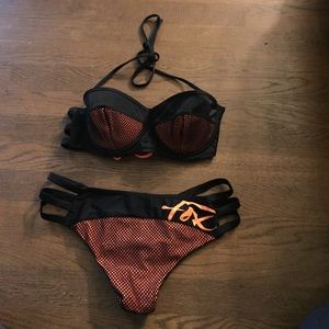 Fox Orange and black bikini worn once!