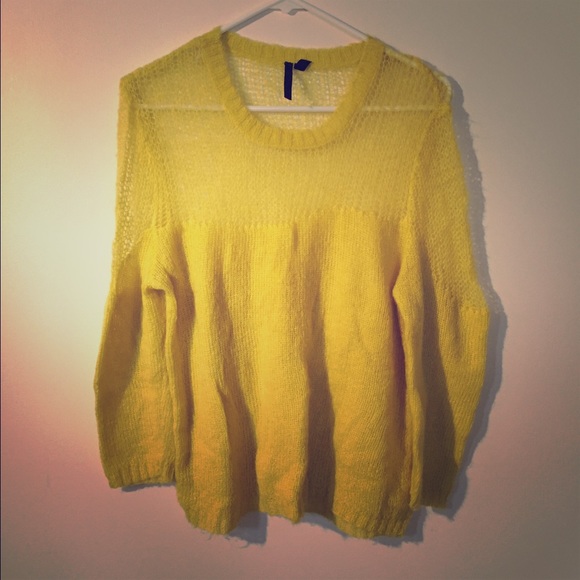 Soft Citron Sheer Panel Sweater