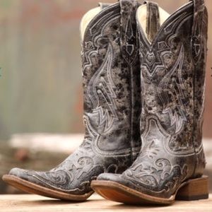Corral Vintage Black Python Inlay Cowgirl Boots