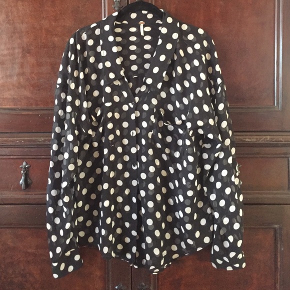 Sheer Polka Dot Free People Blouse