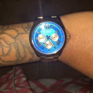 Blue Faced Fossil Watch