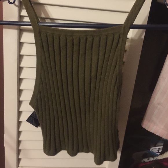 Spaghetti strap ribbed army green sexy top