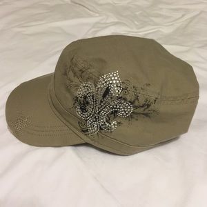 Sparkly Fleur De Lis Khaki Hat from STL Boutique