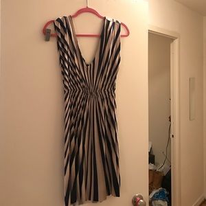 Navy blue and tan burst dress