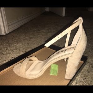 Suede ankle strap heels