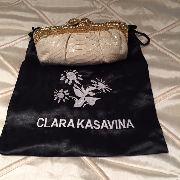Clara Kasavina Caylee Bone Python Clutch