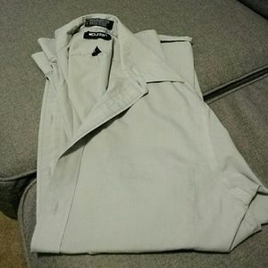 Men's grey button down dress shirt long sleeve