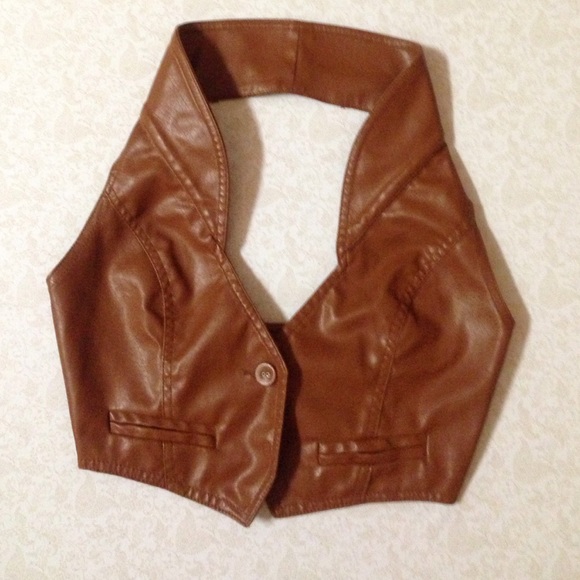 Faux Leather cognac Vest Size M