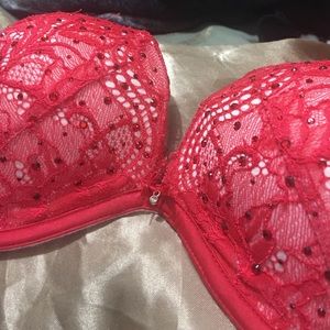Victoria secret red rhinestone bra