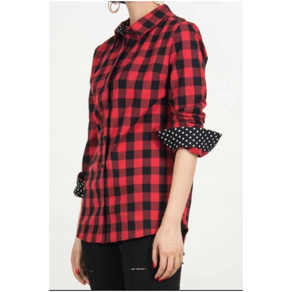 ❗️one left 5 ⭐ rated plaid shirt polka dot details - Picture 3 of 4