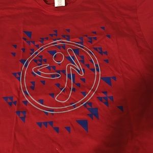 Zumba Wear red and blue tee