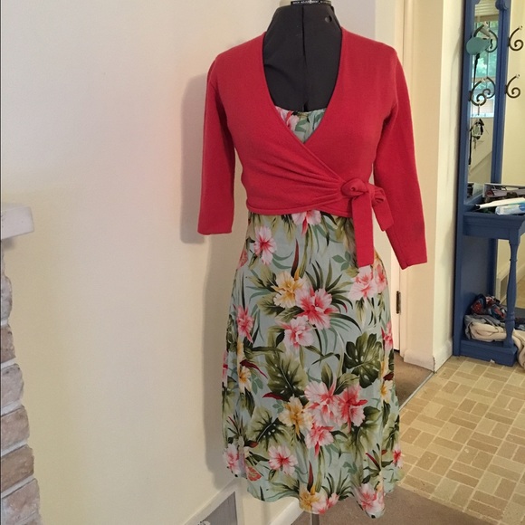 Aqua Floral Print Hawaiian Dress