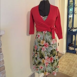 Aqua Floral Print Hawaiian Dress