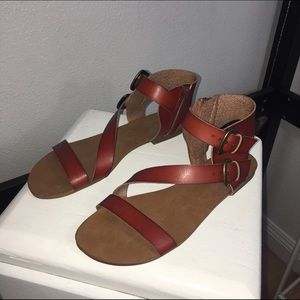 Brown Buckle Strap Sandals