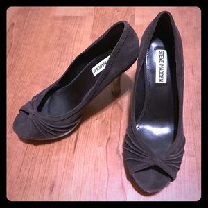 Y2K STEVE MADDEN Brown Leather Suede Open Toe Heels