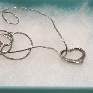 Silver Heart Shape Necklace with Diamonds