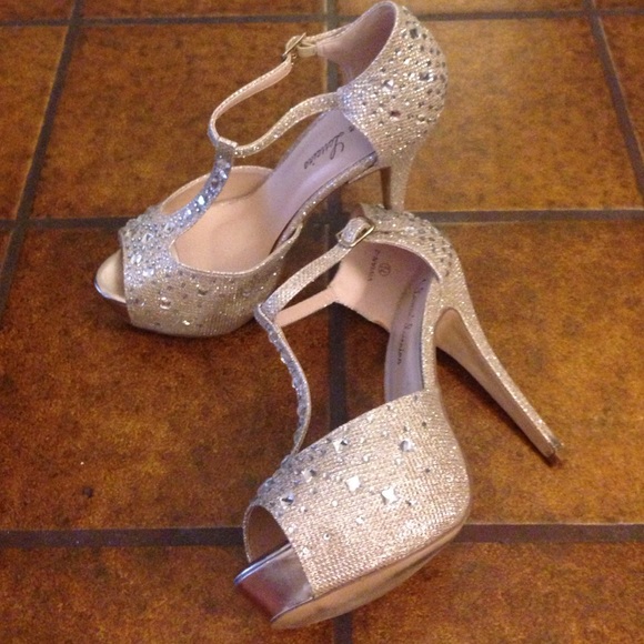Jeweled gold heels