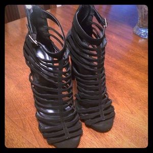 Black strappy heels