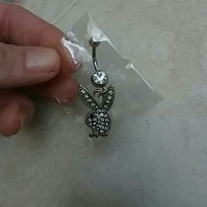 NEW 14g Stainless Steel Playboy Bunny CZ BellyRing