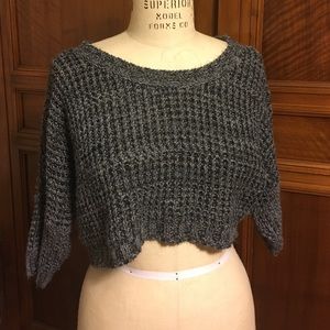Fuzzy Grey Crop Top Sweater