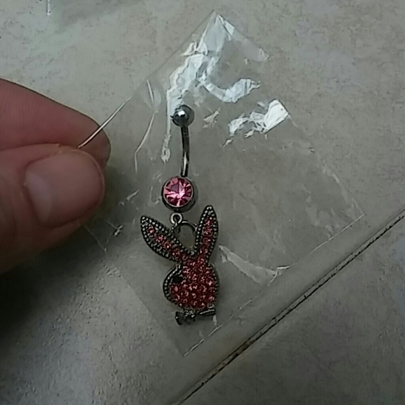 NEW 14g Stainless Steel pink Cz Playboy Belly Ring